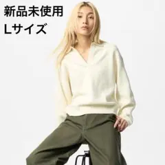 Lサイズ 新品未使用タグ付き スムースコットンリラックスポロセーター ユニクロ