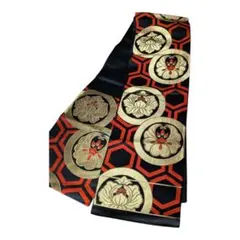 ​袋帯 黒地 赤 亀甲 丸紋 振袖 訪問着 モダン 豪華 礼装用 フォーマル