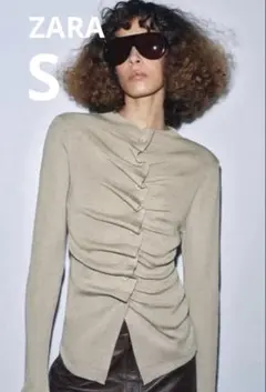 美品【ZARA】ドレープニットカーディガン