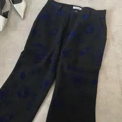 VINTAGE Rose Flocked Semi-Flare Pants