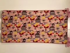 ヒスミニ バスタオル　貼り絵柄　ピンク