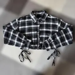 SHEIN チェック柄 ショート丈 長袖シャツ　S