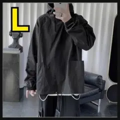 【L】パーカー メンズ 長袖 プルオバーフード付き ストリート e ブラック