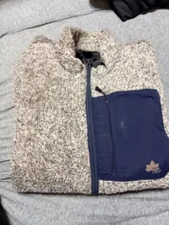 LOGOS フリースジャケット 4L ベージュ/ネイビー