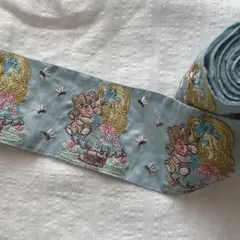 8cm幅女の子とくまのインド刺繍リボン　約1.8m