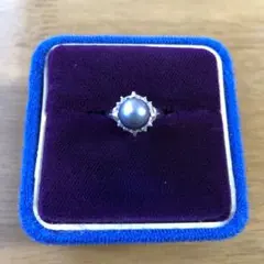 本真珠　黒真珠　指輪　8号　ブラックパールリング