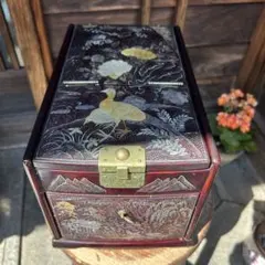 硯箱 文箱 孔雀蒔絵 光風銘 黒漆器 - メルカリ