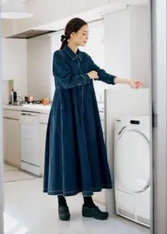 フェリシモ アンドマイラ デニム ロングワンピース Aライン 人気完売