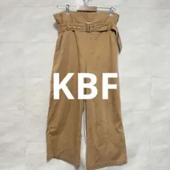 KBF 하이 웨스트 와이드 팬츠 벨트가 달린 카멜 F 웨스트 마크