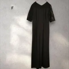 Visヴィス　ブラックレース袖ジャンプスーツ　ドレス　パーティー Ｆ