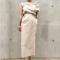 リゾートワンピース ロングワンピ ベージュ ノースリーブ シャツワンピ 韓国