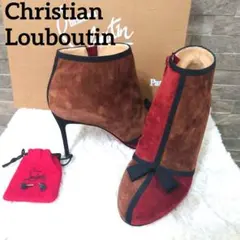 【美品】クリスチャンルブタン　ショートブーツ　ブーティ　スエード　ハイヒール