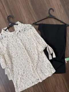 【美品】結婚式 お呼ばれ セットアップ パンツドレス 三点セット セレモニー