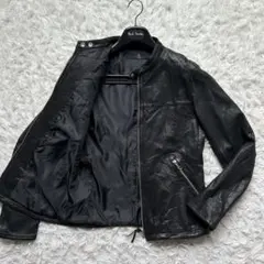 美品 ユナイテッドアローズ 山羊革 シングルライダース アウター レザー 黒 L