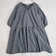 TITICACA 刺繍 チュニック ワンピース グレー F 七分袖 Vネックのサムネイル