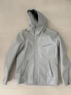 AZUL フェイクレザー ジャケット フード付き グレー　細身 ユニセックス