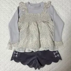 プティマイン　ラベンダー花柄長袖カットソー　ピューピルハウス　パンツ 110