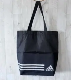 adidas アディダス トートバッグ 3本ライン A4収納 黒 白