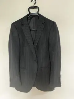 【A4】ビジネススーツ ブラック　ストライプ　上下セット