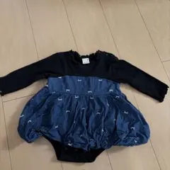 プティマイン　リボン刺繍ワンピロンパース