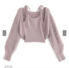 【即日発送】クロップド キャミ付きカーディガン ピンク F 実物有