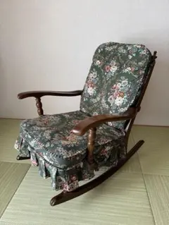 松田家具 MATSUDA 木製ロッキングチェア 花柄 ヴィンテージ 昭和レトロ