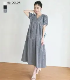 basement online パフスリーブロングワンピース