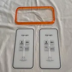 2枚入り ガラスフィルム iPhone用 画面保護 指紋防止 ガイド枠付き