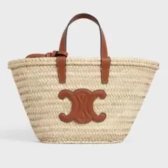 CELINE セリーヌ クラシック パニエ / ラフィア＆カーフスキン タンのサムネイル