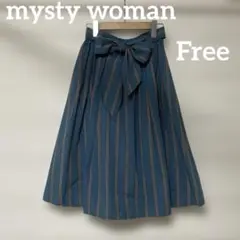 mysty woman フレアスカート膝下丈リボンベルトのサムネイル