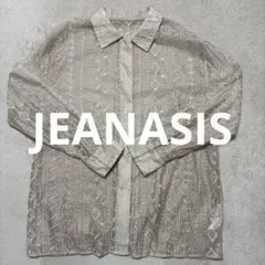JEANASIS 長袖シャツ ブラウス ベージュ 刺繍 シアーシャツ Fサイズ