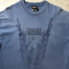 goodフェード 00s ハーレーダビッドソン Tシャツ フレイム XL ブルー