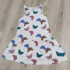 美品　H&M 蝶プリント ノースリーブワンピース 140cm