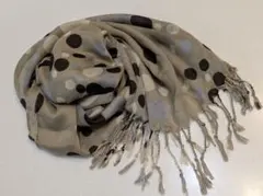 新品美品 ベージュ フリンジ付き水玉模様ストール・ショール レディース小物