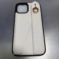 iPhone12用スマホケース ホワイト合成皮革カードケース付き