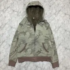y2k 00s old uniqlo 迷彩 カモフラ ボアパーカー　フェード