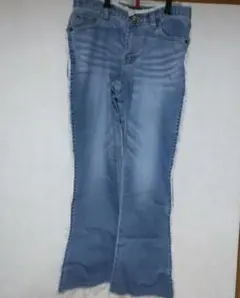 フレアデニムパンツ ライトブルー フリンジ