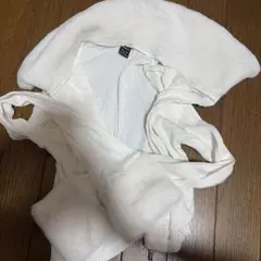 SHEIN ファー付き リブニット 長袖 ホワイト