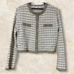 Rose Farm ツイード 金ボタンカーディガン 9号　M