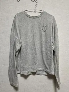 ハートロゴ 長袖カットソー グレー
