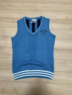 adidas ニットベスト Vネック 青
