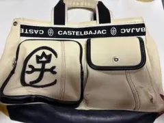 【訳あり】カステルバジャック トートバッグ ドミネ アイボリー 家紋ポケット