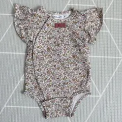 【美品】ベビー服 小花柄 ロンパース 前開き 半袖 birthdayparty
