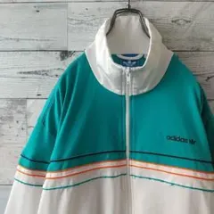 希少カラー☆アディダス 刺繍ロゴ トラックジャケット XL 白×緑