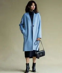 ノーカラー コート