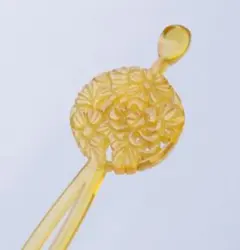 美品！ 菊 水牛甲 アンティーク 簪 平打ち 透かし