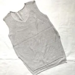 美品！　ロングニットベスト　グレー　M