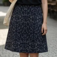 美品 ニューヨーカー NEWYORKER タイトスカート L相当 ネイビー 花柄