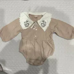 刺繍付きベージュロンパース 80cm