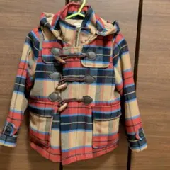 フード付きダッフルコート チェック柄